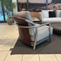 Flexform - Outdoorsessel Alison Stoff Cacus A73 Grau Und Leder Polyurethan Eva Bordeaux Rot Gestell Aluminium Grau Lackiert - 3