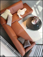Hülsta - Ecksofa hs.446 Leder 534-44 Signal Braun Füße Aluminium lackiert ohne Dekokissen - 6