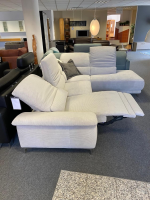 Carina - Ecksofa Modell 1220 Stoff Feincord Silber Grau PG2 Füße Chrom mit Hocker - 13