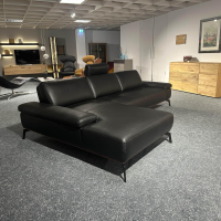 ADA - Ecksofa Talara Leder New 10 Graphiteblack Schwarz Füße Metall Schwarz - 8