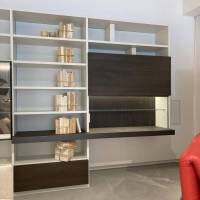 Molteni & C - Wohnwand 505 Kalkweiß Ulme Dunkel Formprofil Zinnfarbig - 6