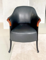 Giorgetti - Armchair Progetti Leather Anilia Sense Fossile 1502 Black Frame Beech wood Feet Black Matt lacquered - 4