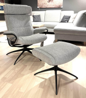 Stressless - Relaxsessel Paris Stoff Line 11 Light Grey Grau Gestell Star Matt Schwarz Inklusive Hocker Und Kopfstütze - 2