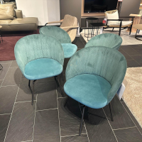 KFF - 4er-Set Armlehnstuhl Giro Sitz Stoff Seven 198 Teal Blau Rücken Stoff Lisboa 31 Blau Grün Gestell Metall Schwarz - 2