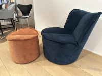 COR - Drehsessel Nenou Stoff 8170 Ozean Blau Inklusive Hocker Oval Stoff 8165 Lachs Orange Drehteller Holzwerkstoff Schwarz - 6