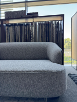 Rubelli Casa - Sofa 260 Lago Stoff Grau Rücken Leder Schwarz Füße Schwarz - 6