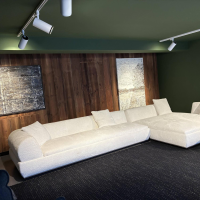 Minotti - Sofalandschaft Supermoon Stoff Teddy 01 Gesso Beige Creme Rahmen Bronze Glänzend Lackiert - 5