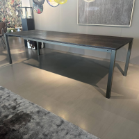 Janua - Tisch S600 Platte Eiche Geräuchert Anthrazit Geölt Gebürstet Gestell Metall Stahllasur Bronze - 2