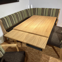 Schösswender - Essgruppe LS23 Manzan Stoff Cora 8094 801 Uni Und 8095 27 Gestreift Grün Braun Und Eiche Natur Lackiert - 10