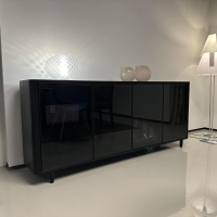 Bielefelder Werkstätten - Sideboard Allure Eiche Tiefschwarz Lackiert Innen Flaschengrün Türen Aluminium Glas - 20