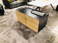 Renz - Schreibtisch Star Eiche Hell Lack Schwarz Untergestell Schwarz Mit Separatem Container - 5