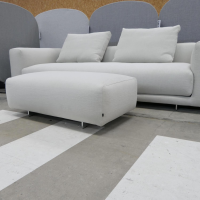 COR - Sofa Moss 74311 Stoff 10120 Greige Grau Beige Füße Verchromt Inklusive Hocker Und Rückenkissen - 5