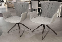 Draenert - 2er Set Armlehnstuhl Dexter Stoff Newport M150 Grau Sternfuß Metall Dunkelbronze Mit Gleitern - 2