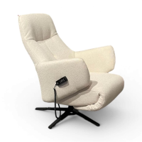 himolla - Sessel 7578 S-Lounger Stoff Q2 Loop Vanilla Cremeweiß Sternfuß Metall Schwarz Inkl. Akku - 8