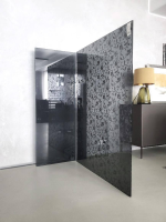 Glas Italia - Raumteiler Wall SIO2 Rauchglas Schwarz Mit Floralem Muster - 6