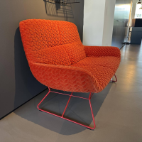 Freifrau - Sofa Leya Lounch Couch Stoff Velours Tresse Sunset 17229 6 Rot Orange Gestell RAL 3000 Feuerrot Rot - 5