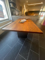 kf furniture - Tisch Theben 3000 Platte Astiger Nussbaum Gestell Stahl Geschliffen Matt Lackiert Schwarz - 4