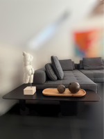 Minotti - Ecksofa Lawrence Clan Stoff Shibuya 15 Fumo Grau Gestell Massivholz mit 2 Eckkonsolen - 3