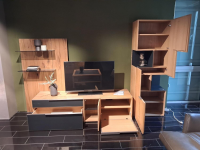 Voglauer - Wohnwand Valpin Eiche Altholz Absetzung Glas Anthrazit Mit Beleuchtung Und Kabelmanagement - 2