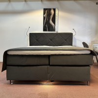 Musterring - Boxspringbett MR Dubai Stoff D 520 Anthrazit Samt Füße Chromkufe Inklusive Matratzen Und Beleuchtung - 3