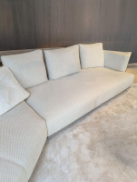 Molteni & C - Sofa Cleo Außen Leder Fango Innen Bouclestoff Kat. K Kubo KH612 Weiß - 7