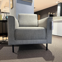 freistil Rolf Benz - Sessel 141 Stoff 5034 Mittel Beigegrau Grau Rundrohrfuß RAL 9005 Tiefschwarz Schwarz - 2