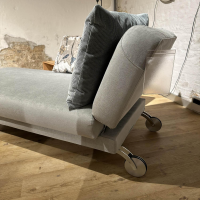 Brühl - Functional Lounger Tam Fabric Dess 2813 93 Grey Frame Metal Shiny Chrome-plated Side Backrest Adjustable And Foldable With Pointed Cushion - 8