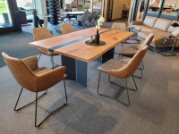 Contur - 6er Set Stuhl Pegara Innen Stoff Matrix Copper Rosa Außen Leder Semianilin Cognac Braun Gestell Metall Anthrazit - 5