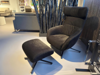 Brühl - Sessel Victor Stoff 4490 99 Schwarz Drehgestell Stahl Schwarz Inklusive Hocker - 6