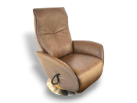 himolla - Relaxsessel 7928 Easy Swing L Sitzfläche Leder Eleganza Forest Braun Rücken Und Seiten Stoff Salino Schlamm Braun Drehteller Holz Wildeiche - 3