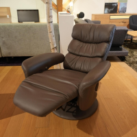 himolla - TV armchair Easyswing cover leather 24 Longlife mud brown foot plate covered - 8