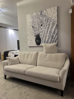 Bielefelder Werkstätten - Sofa Saloni 2/80 Stoff Emilia 171 Creme Füße Holz Gebeizt - 2