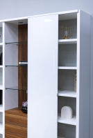 Hülsta - Wohnwand Mega-Design Lackbeschichtung Weiß Furniert Kernnussbaum - 6