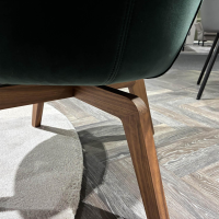 Rolf Benz - 2er-Set Clubsessel 562 CL-SE Inkl. Beistelltisch Leder Hellelfenbein Beige Und Stoff Tannengrün Gestell Amerikanischer Nussbaum Massiv Lackiert Mit Drehfunktion Beistelltisch 972-102 Naturstein Graphit Brown Braun - 9