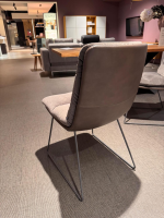 KFF - 6er Set Stuhl Arva Leder Dakota 6006 Grey Drahtkufengestell Metall Eisenblank Grau Lackiert - 8