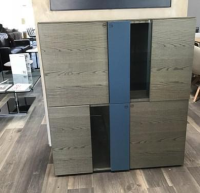 Presotto - Highboard Madia Korpus Eiche Basalt Antik-Look Einlagen Aus Glas - 5