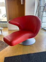 Leolux - Drehsessel Parabolica 320 100 Leder Senso 6870 Grenadine Orange Rot Tellerfuß Aluminium Gebürstet - 2