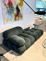 B&B Italia - Garnitur Camaleonda Stoff Licata Waldgrün mit Hocker Stoff Elmas Olivgrün Metall Chrom Glänzend - 2