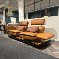 Koinor - Sofa 2-Sitzer Leder B-Toro Whisky Braun Plateau Metallrahmen Schwarz Matt Balkeneichenfurniert - 9