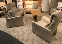 himolla - Polstergruppe Cansas Leder Longlife Quarz 24 Beige Füße Aluminium Silber Inklusive Kissen - 7
