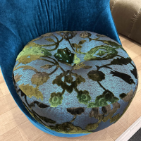 Bretz - Drehsessel Coco Island Hoch In Stoff 61 9426 Velours Enzianblau Blau Und Sitzkissen Stoff 67 3832 Arabesk Türkis - 6