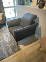 Activineo - Sessel Benson Leder WM Anthrazit Füße Holz - 6