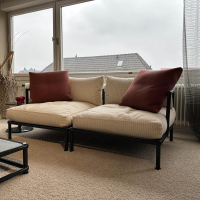 B&B Italia - Elementgruppe Nooch Stoff Lamone Weiß Quadrat Ziegelmuster Profil Lola Weiß Gestell Graphit Lackiert Inklusive Couchtische - 2