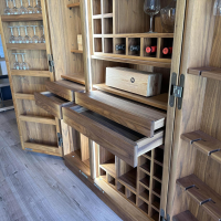 Riva1920 - Schrank Cambusa Wine Nussbaum Massiv Geölt Akzent Eisen Irondust Lackiert Mit LED Beleuchtung - 2