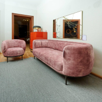 Wittmann - Sofa Vuelta Stoff Riviera Pale Rosa Füße Bronze Grau Pulverbeschichtet Inklusive Drehsessel Und 2 Wurfkissen - 5