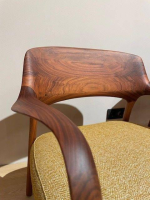 Porada - Sessel Louis Stoff Ikat Var. 13696/27 Gelb Struktur Nussbaum - 4