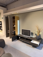 minottiitalia - Wohnwand Inpiedi Lack Interno Metall Gold Lack Coffee Braun Inklusive LED Beleuchtung - 4