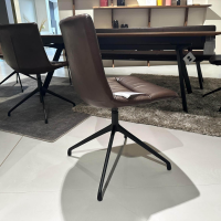 Girsberger - Sitzgruppe Stuhl Marel Und Bank Carim Leder Vitoria Ebony 2122 Dunkelbraun Braun Gestell Aluminium Schwarz - 2