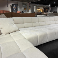 Eigene Herstellung - MARKE DESIGNWERK ANLEGEN / Ecksofa Temple Stoff Earth Ivory Weiß Metallfuß Schwarz Matt B - 6