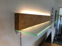 Schröder Franz - Wohnwand Kitzalm Solid Plus K050 Kernasteiche Natur Furniert Gebürstet Akzentglas Schiefer Grau Inklusive Beleuchtung - 5